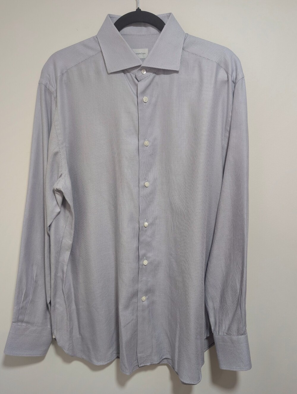 Ermenegildo Zegna | Regular Fit Microcheck Dress Shirt In Lavender Grey